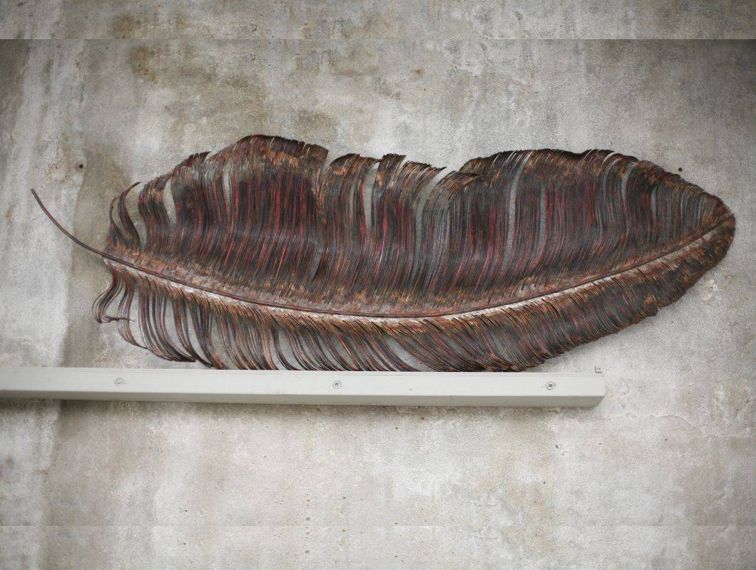 Installation sculpture - large metal feather by Yasemen Hussein